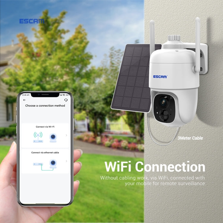 ESCAM G24 3MP WiFi Smart Night Vision Two-way Voice Intercom Solar Camera Support Full HD AI Recognition PIR Alarm, G24