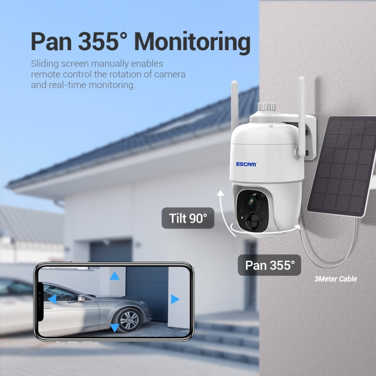 ESCAM G24 3MP WiFi Smart Night Vision Two-way Voice Intercom Solar Camera Support Full HD AI Recognition PIR Alarm, G24