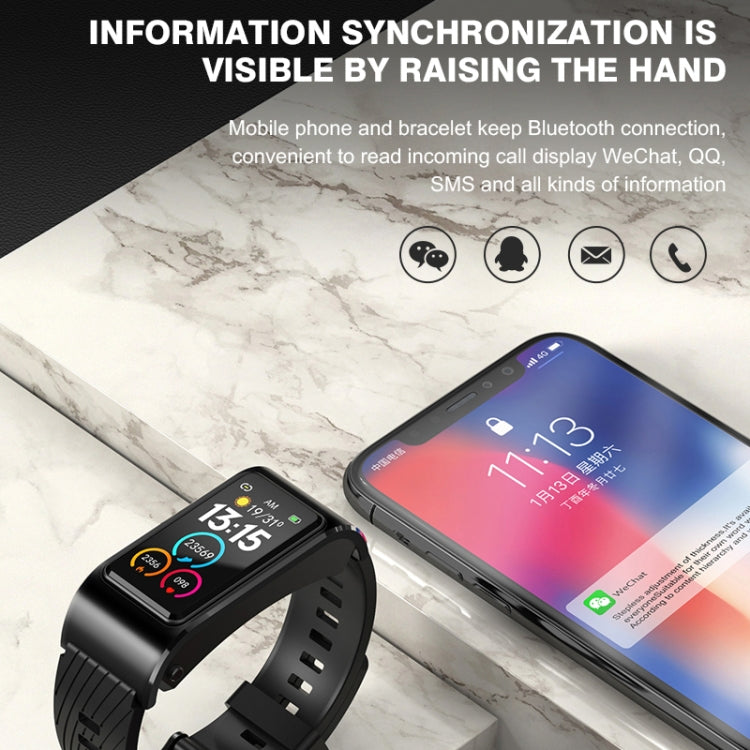 H21 1.14 inch Silicon Band Detachable Smart Watch Support Temperature Measurement / Bluetooth Call / Voice Control, Silicon Band (Red), Silicon Band (Black)