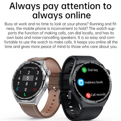 HDT 3 Max 1.6 inch Leather Band IP67 Waterproof Smart Watch Support Bluetooth Call / NFC, Leather Band (Black), Leather Band (Silver)