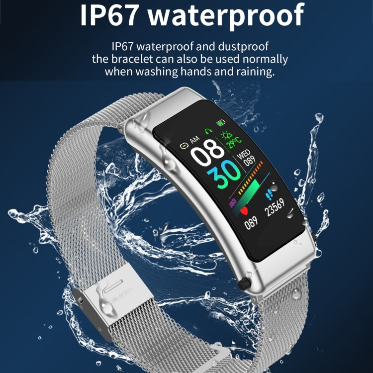 K50 1.08 inch Leather Band Earphone Detachable IP67 Waterproof Smart Watch Support Bluetooth Call, Leather Band (Black), Leather Band (Brown), Leather Band (Black Silver)