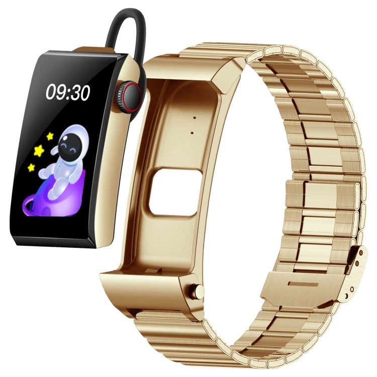 M6 1.5 inch Steel Band Earphone Detachable IP68 Waterproof Smart Watch Support Bluetooth Call, Steel Band (Black), Steel Band (Gold)