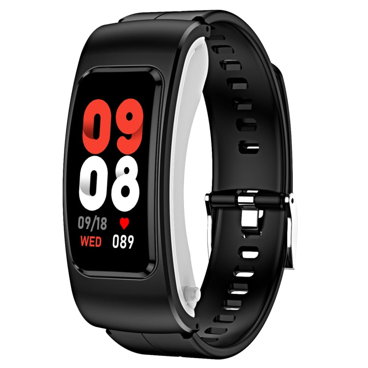 K60 1.08 inch Silicone and Earphone Detachable Life Waterproof Smart Watch Support Bluetooth Call, Silicone Band (Black), Silicone Band (Black Silver)