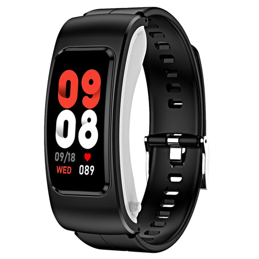 K60 1.08 inch Silicone and Earphone Detachable Life Waterproof Smart Watch Support Bluetooth Call, Silicone Band (Black), Silicone Band (Black Silver)