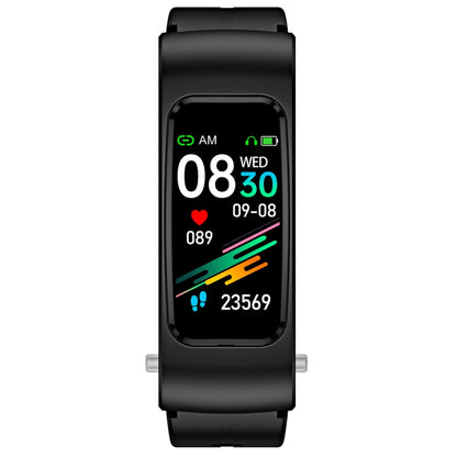 K60 1.08 inch Silicone and Earphone Detachable Life Waterproof Smart Watch Support Bluetooth Call, Silicone Band (Black), Silicone Band (Black Silver)