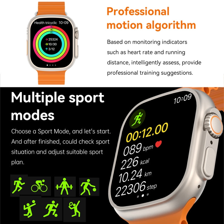 S800 Ultra Max 1.96 inch TFT Screen Smart Watch, Support Heart Rate / Blood Pressure Monitoring