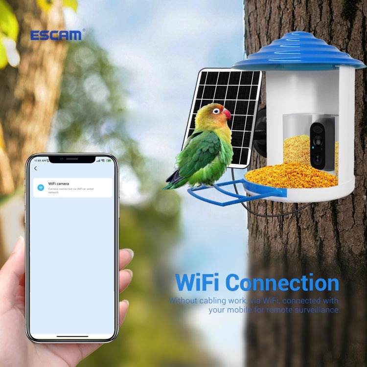 ESCAM PT389 IP66 Waterproof 2MP PIR Motion Detection Two-way Audio Night Vision WiFi Camera with AI Bird Recognition Bird Watching House, PT389