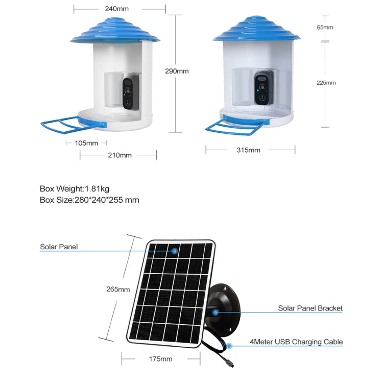 ESCAM PT389 IP66 Waterproof 2MP PIR Motion Detection Two-way Audio Night Vision WiFi Camera with AI Bird Recognition Bird Watching House, PT389