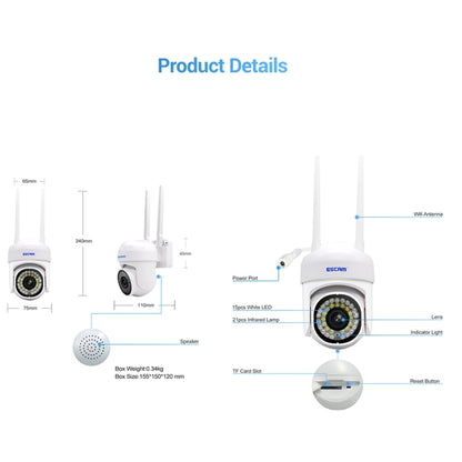 ESCAM PVR007 3MP Smart HD WiFi Camera Support Full Color Night Vision / Motion Detection / Sound Alarm / TF Card, PVR007