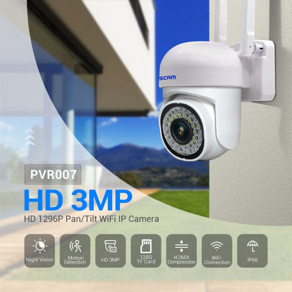 ESCAM PVR007 3MP Smart HD WiFi Camera Support Full Color Night Vision / Motion Detection / Sound Alarm / TF Card, PVR007