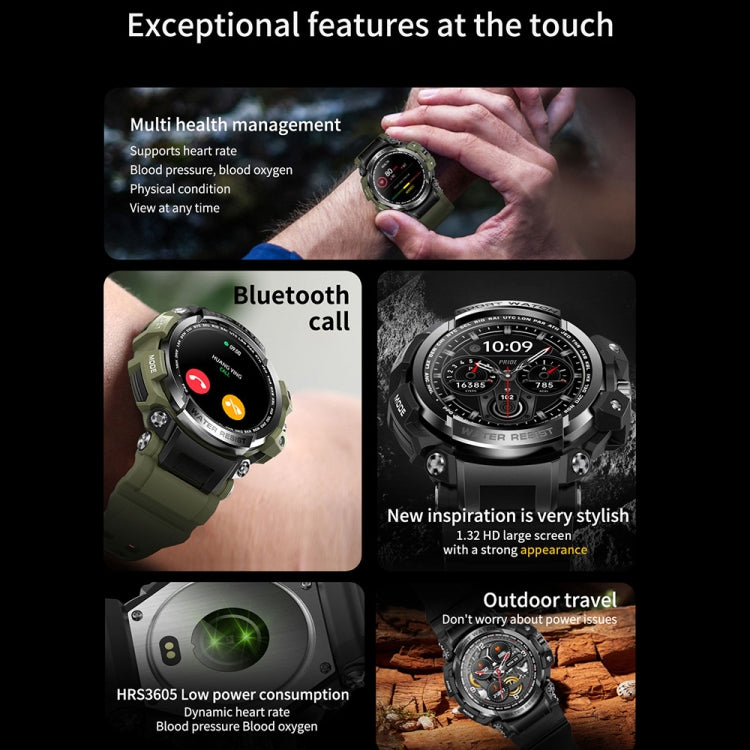 LC16 1.32 inch IP68 Waterproof Sports Outdoor Sport Smart Watch, Support Bluetooth Calling / Heart Rate Monitoring