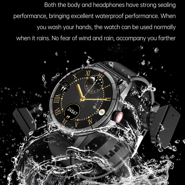 R6 1.32 inch Round Screen 2 in 1 Bluetooth Earphone Smart Watch, Support Bluetooth Call / Health Monitoring