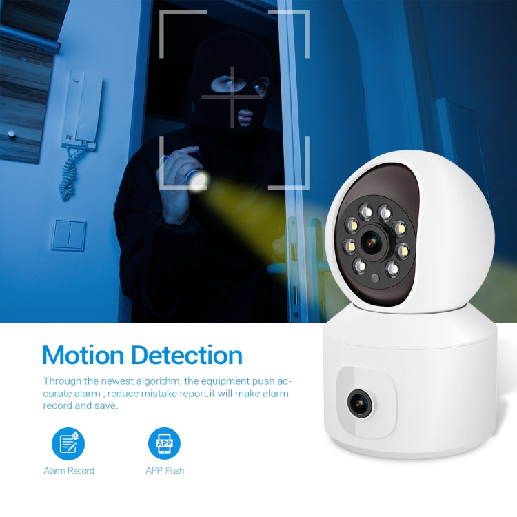 ESCAM QF010 2x2MP Dual Lens Dual Screen Surveillance WiFi Camera Support Two-way Voice & Motion Detection, QF010