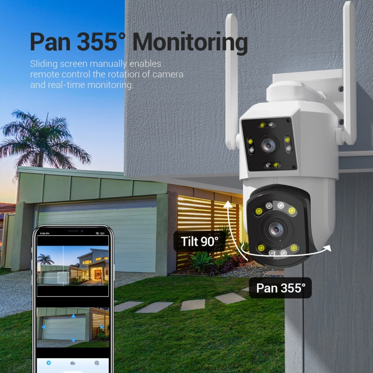 ESCAM PT210 2x3MP Dual Lens Dual Screen Monitor WiFi Camera Support Two-way Voice & Motion Detection & Cloud Storage, PT210