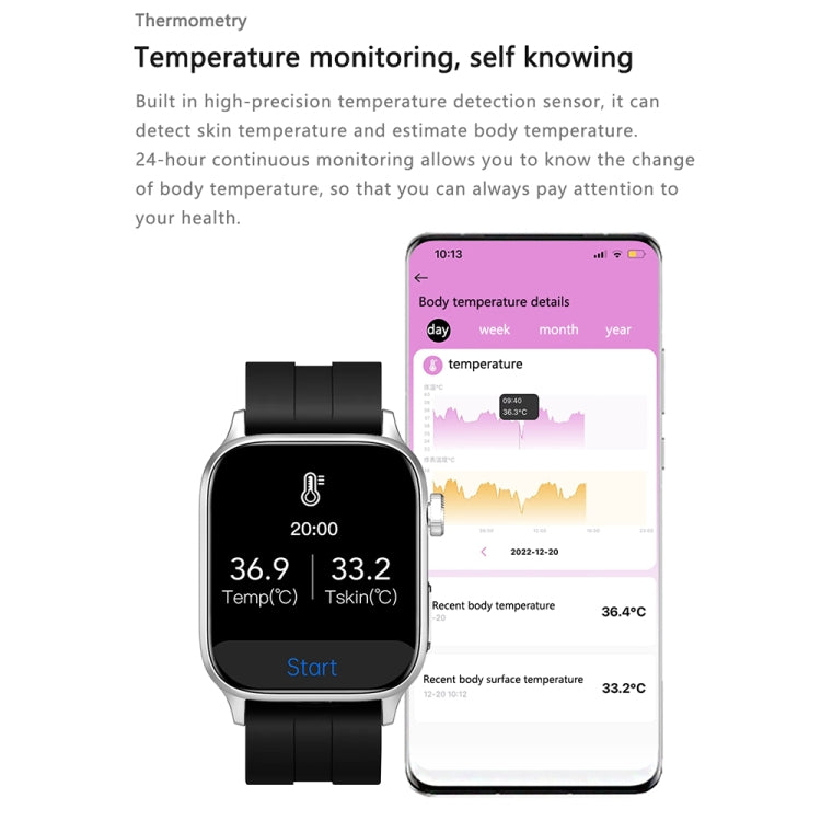 GT22 1.85 inch TFT Screen Leather Band Health Smart Watch, Support Bluetooth Call / Plateau Blood Oxygen / Body Temperature / Arrhythmia / TI Heart Rate Monitoring, Leather Band (Black), Leather Band (Brown)