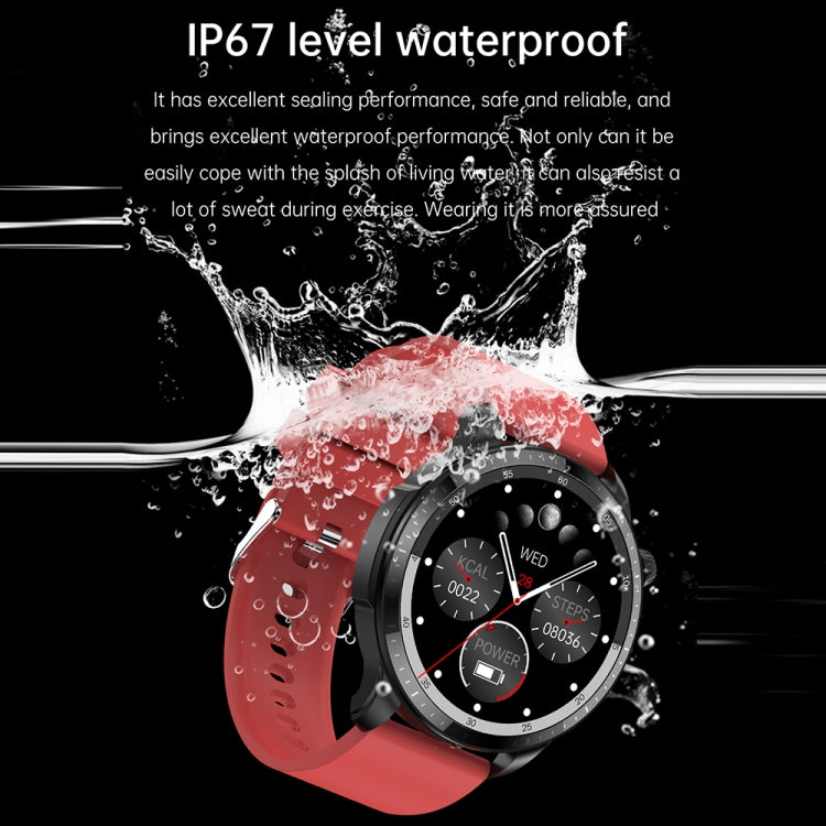 T52 1.39 inch IP67 Waterproof Silicone Band Smart Watch Supports Bluetooth Call / Blood Oxygen / Body Temperature Monitoring, Silicone Band (Blue), Silicone Band (Black), Leather Band (Red)