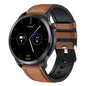 T52 1.39 inch IP67 Waterproof Leather Band Smart Watch Supports Bluetooth Call / Blood Oxygen / Body Temperature Monitoring, Leather Band (Black), Leather Band (Brown)