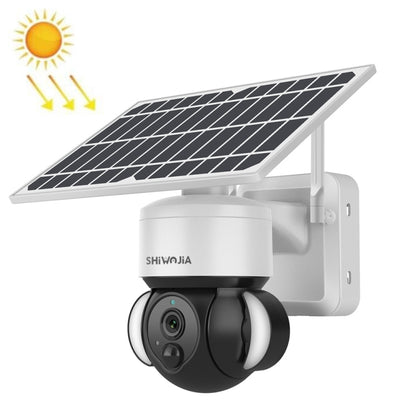 SHIWOJIA IP66 Waterproof 4G 3MP Solar Dome IP Camera, Two-way Audio & PIR Motion Detection & Night Vision, EU, AU, US