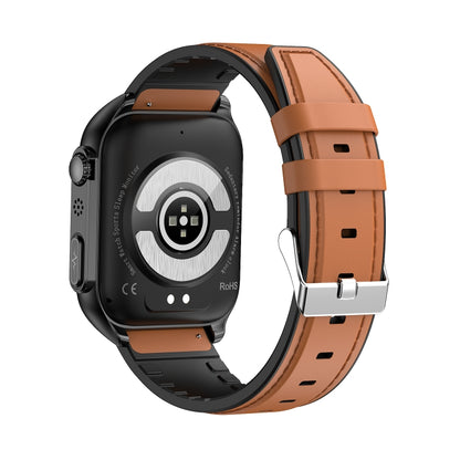 TK12 1.96 inch IP67 Waterproof Leather Band Smart Watch Supports ECG / Remote Families Care / Bluetooth Call / Body Temperature Monitoring, Leather Band (Brown), Leather Band (Black)