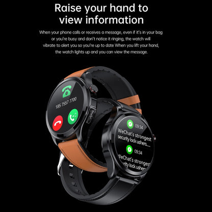 TK22 1.39 inch IP67 Waterproof Leather Band Smart Watch Supports ECG / Non-invasive Blood Sugar, Leather Band (Black), Leather Band (Brown)