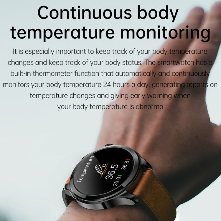 TK22 1.39 inch IP67 Waterproof Leather Band Smart Watch Supports ECG / Non-invasive Blood Sugar, Leather Band (Black), Leather Band (Brown)