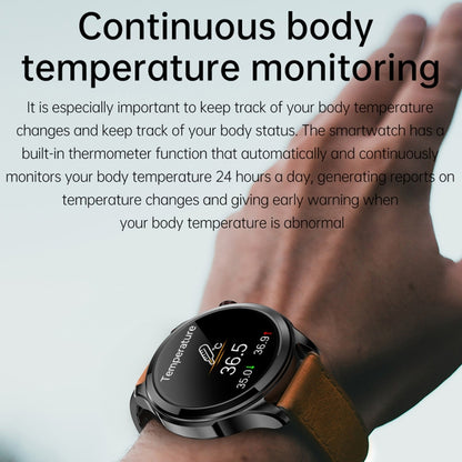 TK22 1.39 inch IP67 Waterproof Leather Band Smart Watch Supports ECG / Non-invasive Blood Sugar, Leather Band (Black), Leather Band (Brown)