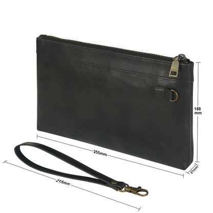 Simple Retro Leather Clutch Zipper Envelope Bag