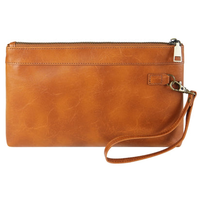 Simple Retro Leather Clutch Zipper Envelope Bag