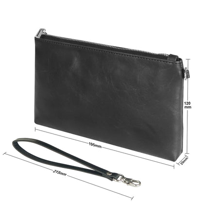 6 inch Simple Retro Leather Clutch Zipper Bag