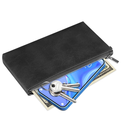 6 inch Simple Retro Leather Clutch Zipper Bag