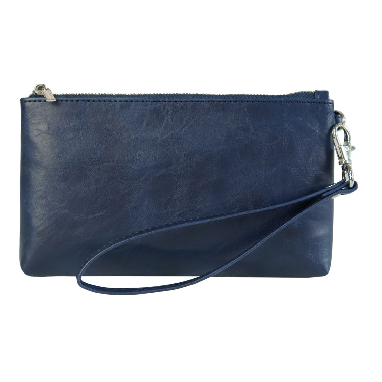 6 inch Simple Retro Leather Clutch Zipper Bag