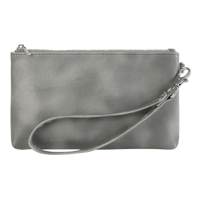 6 inch Simple Retro Leather Clutch Zipper Bag