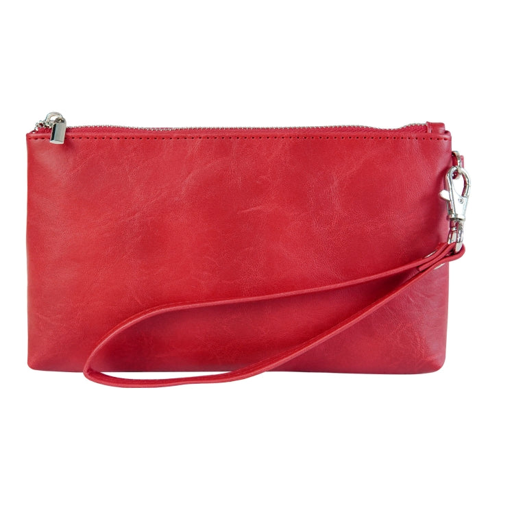 6 inch Simple Retro Leather Clutch Zipper Bag