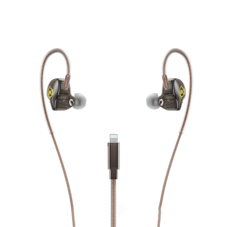 WK YC08 8 Pin Transparent Music Call Wired Earphone, Length: 1.2m, 8 Pin