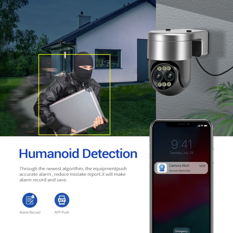 ESCAM G03 2x4MP Dual Lens Zoom 8X Dual Light Source WiFi Camera Support Two-way Voice & Motion Detection, EU Plug, US Plug, UK Plug, AU Plug