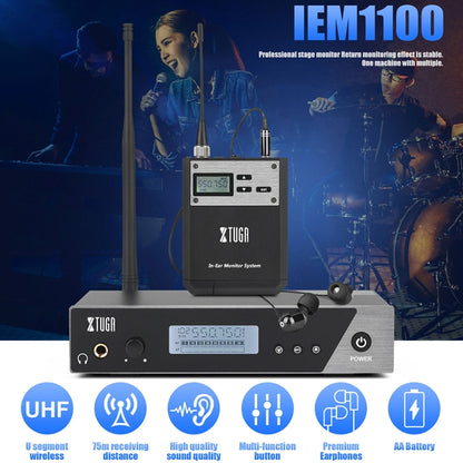 XTUGA  IEM1100 Professional Wireless In Ear Monitor System, 1 BodyPacks, 2 BodyPacks, 4 BodyPacks, 5 BodyPacks