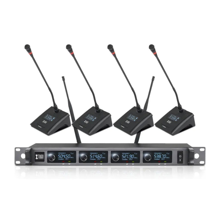 XTUGA A140-C Wireless Microphone System 4-Channel UHF Four Conference Mics, A140-C