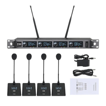 XTUGA A140-C Wireless Microphone System 4-Channel UHF Four Conference Mics, A140-C