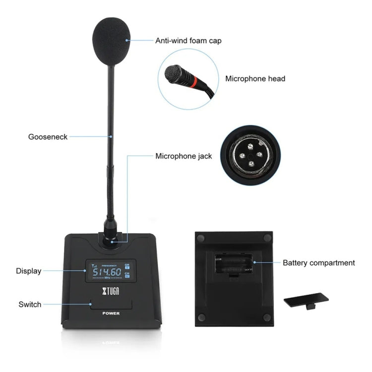 XTUGA A140-C Wireless Microphone System 4-Channel UHF Four Conference Mics, A140-C