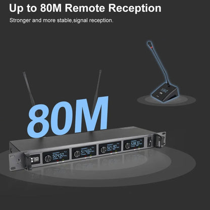 XTUGA A140-C Wireless Microphone System 4-Channel UHF Four Conference Mics, A140-C