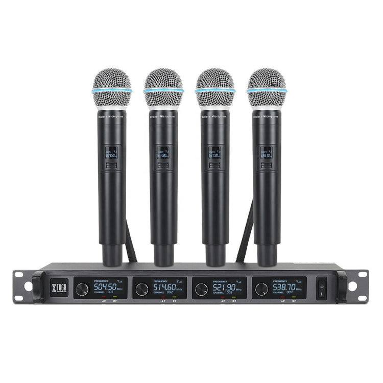 XTUGA A140-H Wireless Microphone System 4 Channel UHF Handheld Microphone, A140-H