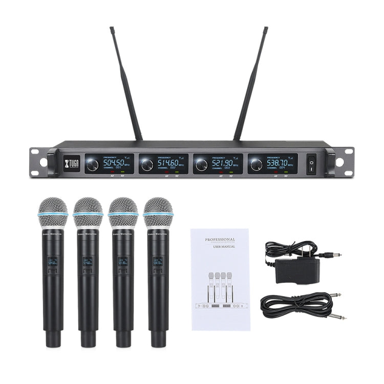 XTUGA A140-H Wireless Microphone System 4 Channel UHF Handheld Microphone, A140-H