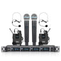 XTUGA A140-HB Wireless Microphone System 4 Channel Handheld Lavalier Headset Microphone, A140-HB