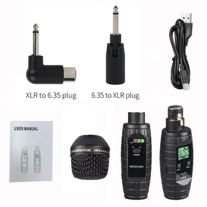 XTUGA U-95 Wireless XLR Transmitter and Receiver UHF Wireless Guitar Transmitter Receiver, With Dynamic Mic, With Condenser Mic