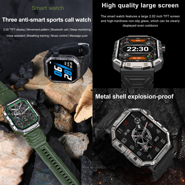 HAMTOD GW55 2.02 inch Screen IP68 Waterproof Smart Watch, Support Bluetooth Call / Heart Rate