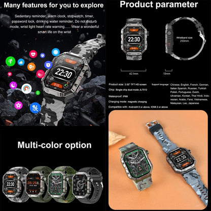 HAMTOD GW55 2.02 inch Screen IP68 Waterproof Smart Watch, Support Bluetooth Call / Heart Rate