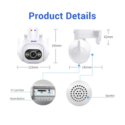 ESCAM PT304 HD 4MP Humanoid Detection Tracking WiFi Connection Sound Alarm Intelligent Night Vision H.265 Camera, US Plug, AU Plug, EU Plug, UK Plug