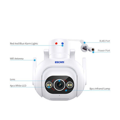 ESCAM PT304 HD 4MP Humanoid Detection Tracking WiFi Connection Sound Alarm Intelligent Night Vision H.265 Camera, US Plug, AU Plug, EU Plug, UK Plug