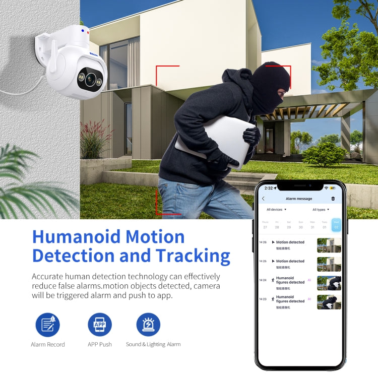 ESCAM PT304 HD 4MP Humanoid Detection Tracking WiFi Connection Sound Alarm Intelligent Night Vision H.265 Camera, US Plug, AU Plug, EU Plug, UK Plug