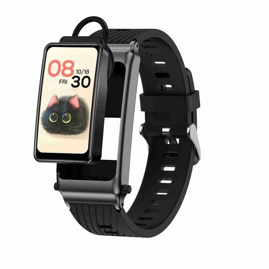 K80 1.57 inch Silicone Band IP67 Earphone Detachable Smart Watch Support Bluetooth Call, Silicone Band (Black), Silicone Band (Silver)